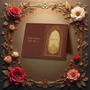 Agradecimiento tarjeta de invitado de golden terracotta Arabian F