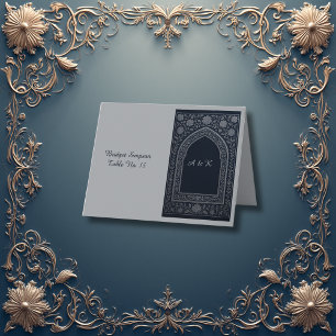 Agradecimiento tarjeta de invitado del Boda arabe de plata marina