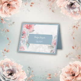 Agradecimiento tarjeta de invitado del boda rosa de color azul fl