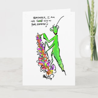 Agradecimiento tarjeta de jardín ecológico mantis de oración
