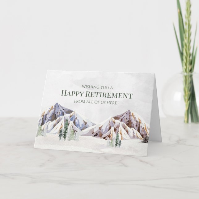 Agradecimiento Tarjeta de jubilación feliz montañas de invierno r (Anverso)