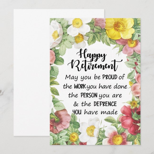 Agradecimiento Tarjeta de jubilación, tarjeta de trabajo de salid (Anverso / Reverso)