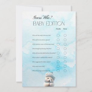 Agradecimiento Tarjeta de juego Baby Shower Cute Polar Bear Blue 
