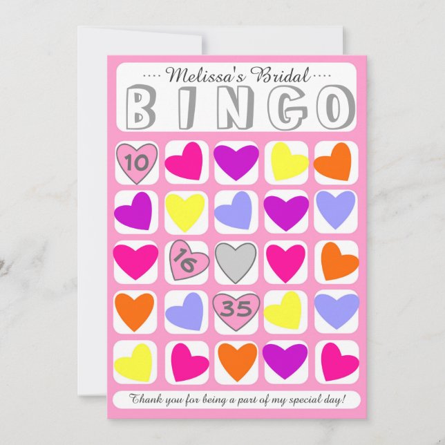 Agradecimiento Tarjeta de juego de bingo de boda personalizable (Anverso)