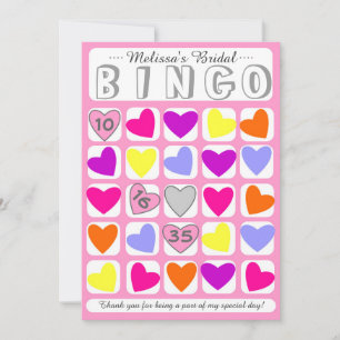 Agradecimiento Tarjeta de juego de bingo nupcial personalizable