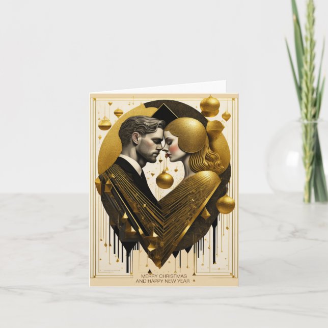 Agradecimiento Tarjeta de la pareja de amor de navidad (Anverso)