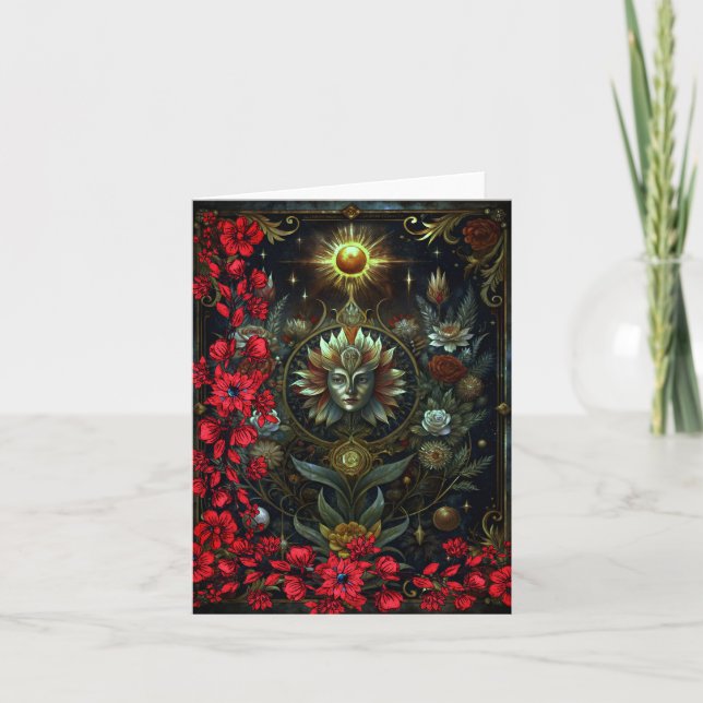 Agradecimiento Tarjeta de lector de tarot floral en blanco (Anverso)