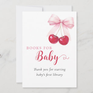 Agradecimiento Tarjeta de Libros para Bebé con Cerezas y Lazo Ros