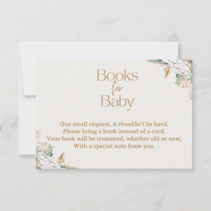 Agradecimiento Tarjeta de Libros para Bebé con Hierba de Pampas B