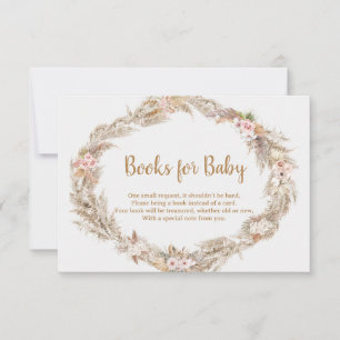 Agradecimiento Tarjeta de Libros para Bebé con Hierba de Pampas B