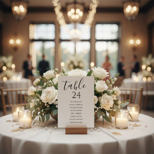 Agradecimiento Tarjeta de Lista de Mesa de Asientos de Boda Elega