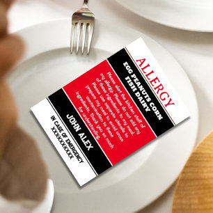 Agradecimiento Tarjeta de llamadas de emergencia del restaurante 