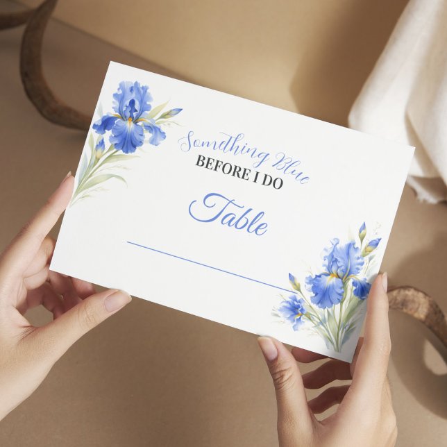 Agradecimiento Tarjeta de Lugar de Mesa para Despedida de Soltera (Something Blue Bridal Shower Table Place Card
)