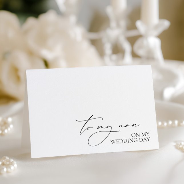 Agradecimiento Tarjeta de mensaje "A Mi Nan En Mi Día De Matrimon (To My Nan On My Wedding Day" Message Card)