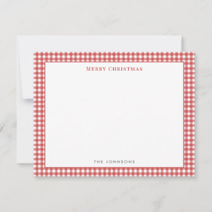 Agradecimiento Tarjeta de Navidad alegre de cuadros rojos gingham