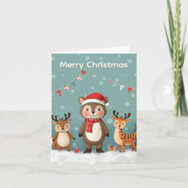 Agradecimiento Tarjeta de Navidad Animales Lindos Navidad
