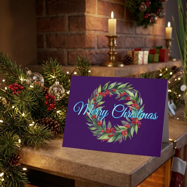 Agradecimiento Tarjeta de Navidad Azul Feliz con Letra a Mano Per (Subido por el creador)