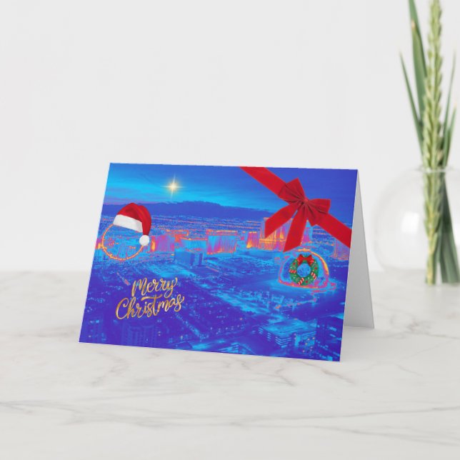 Agradecimiento Tarjeta de Navidad Blue Las Vegas (Anverso)