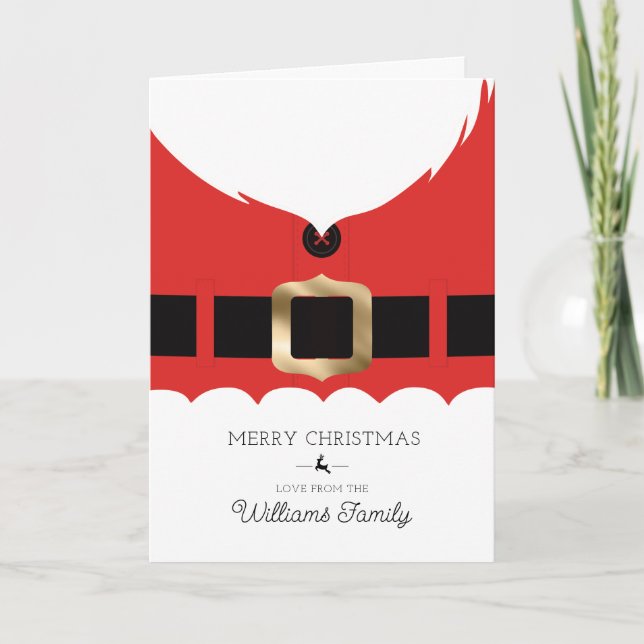 Agradecimiento Tarjeta de Navidad con abrigo rojo de Santa Claus  (Anverso)