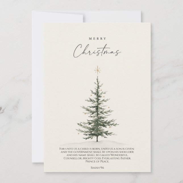Agradecimiento Tarjeta de Navidad con árbol y versículo de la Bib (Anverso)