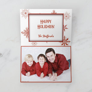 Agradecimiento Tarjeta de Navidad con diseño de nieve roja sobre