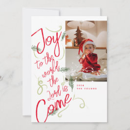 Agradecimiento Tarjeta de Navidad con Foto de Alegría al Mundo