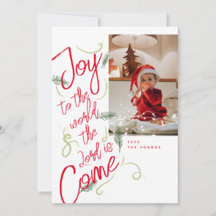 Agradecimiento Tarjeta de Navidad con Foto de Alegría al Mundo