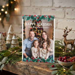 Agradecimiento Tarjeta de Navidad con Foto de Corona de Borde