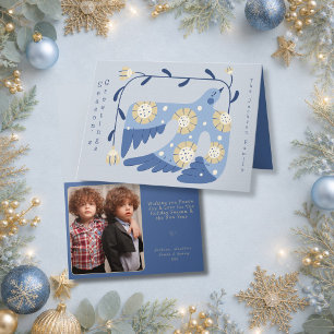Agradecimiento Tarjeta de Navidad con foto de paloma de arte popu