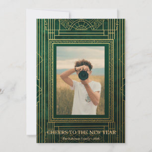 Agradecimiento Tarjeta de Navidad con Foto Familiar Art Deco Esme
