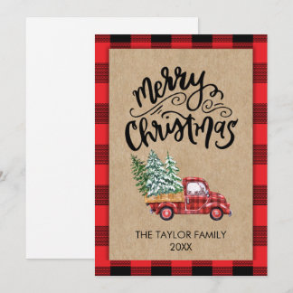 Agradecimiento Tarjeta de Navidad con letra script de cuadros de
