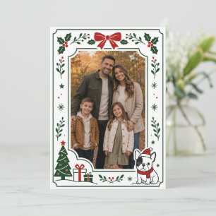Agradecimiento Tarjeta de Navidad con marco de foto de Bulldog Fr