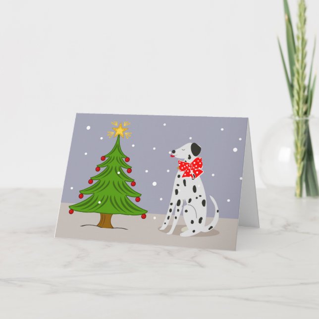 Agradecimiento Tarjeta de Navidad con perro dálmata lindo (Anverso)