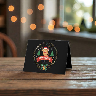 Agradecimiento Tarjeta de Navidad con Reno Sonriente y Guiñando e