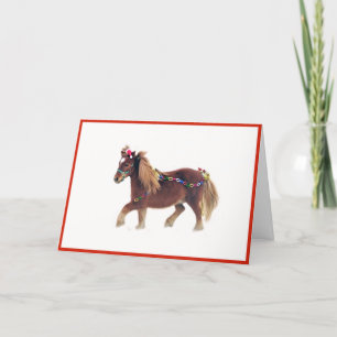 Agradecimiento Tarjeta de Navidad de caballo en miniatura