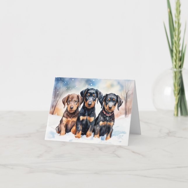 Agradecimiento Tarjeta de navidad de cachorro (Anverso)