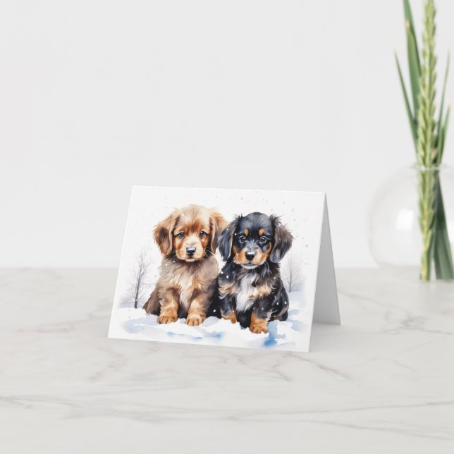 Agradecimiento Tarjeta de navidad de cachorro (Anverso)