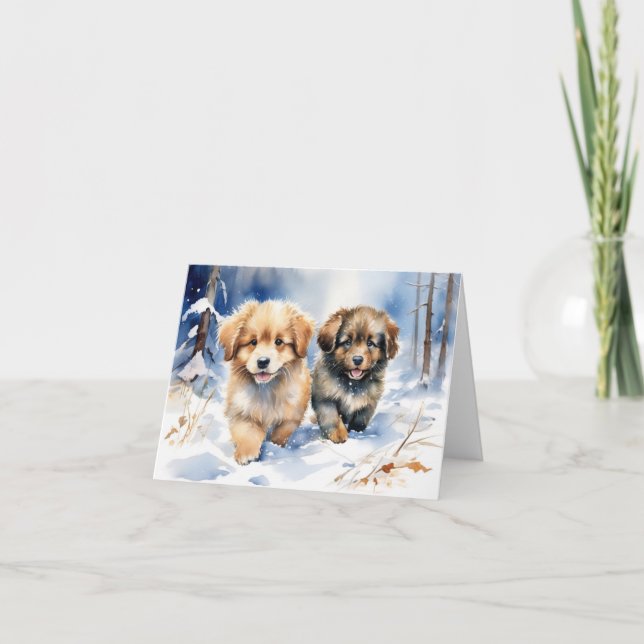 Agradecimiento Tarjeta de navidad de cachorro (Anverso)