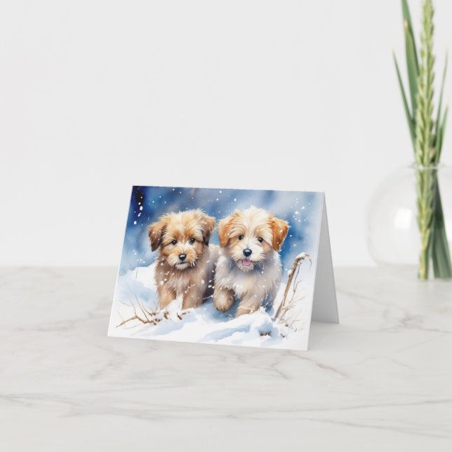 Agradecimiento Tarjeta de Navidad de Cachorro Adorable (Anverso)