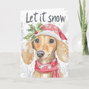 Agradecimiento Tarjeta de Navidad de Dachshund a través de la nie