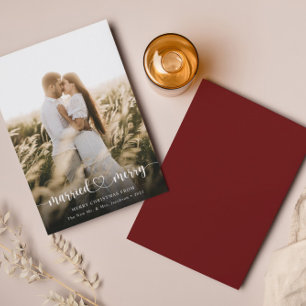Agradecimiento Tarjeta de Navidad de Foto Elegante para Casados