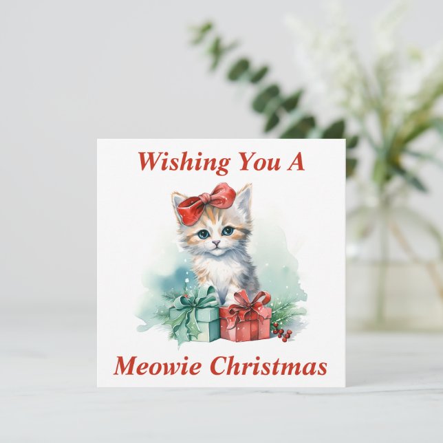 Agradecimiento Tarjeta de Navidad de Gatito (Anverso de pie)
