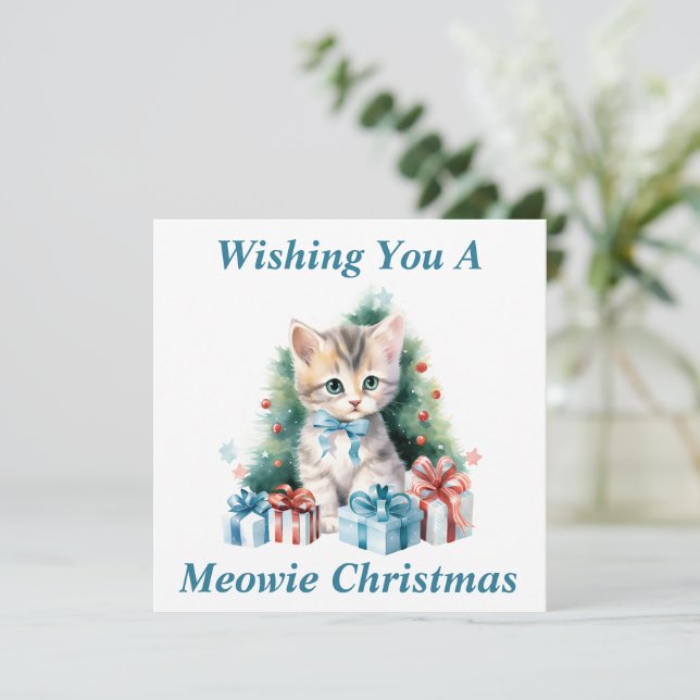 Agradecimiento Tarjeta de Navidad de Gatito (Anverso de pie)
