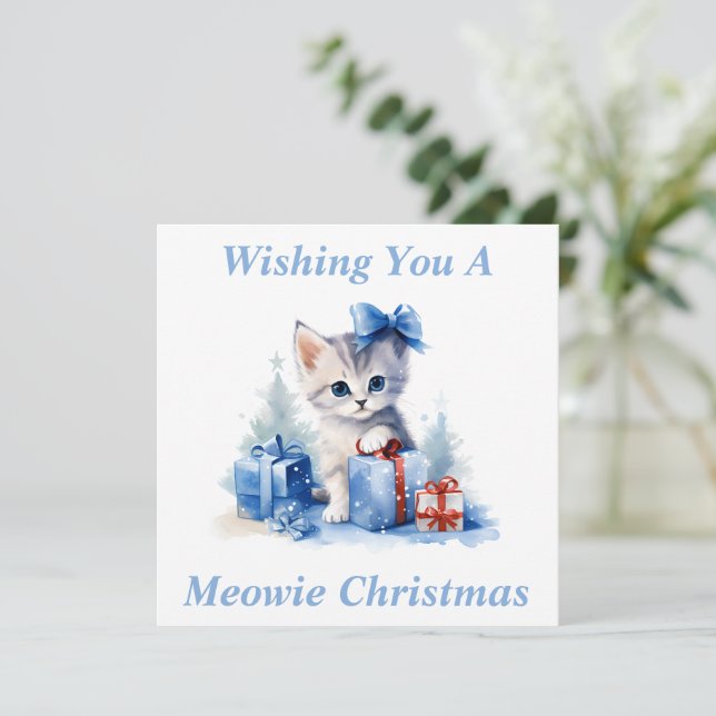 Agradecimiento Tarjeta de Navidad de Gatito (Anverso de pie)