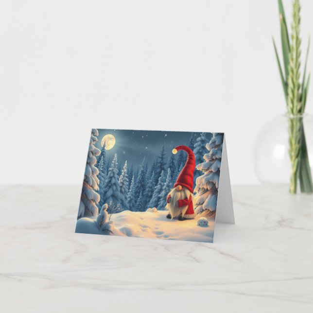Agradecimiento Tarjeta de Navidad de gnomo lindo (Anverso)