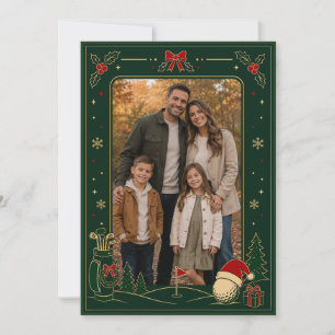 Agradecimiento Tarjeta de Navidad de Golf para Foto de Familia
