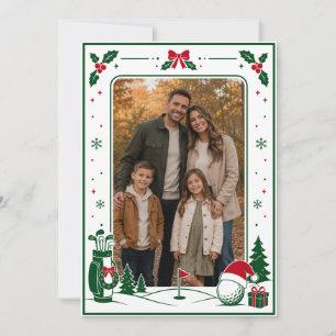 Agradecimiento Tarjeta de Navidad de Golf para Fotos de Familia