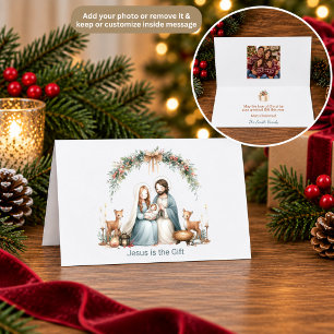 Agradecimiento Tarjeta de Navidad de la Escena de la Natividad co