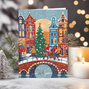 Agradecimiento Tarjeta de Navidad de la moderna ciudad de Amsterd