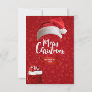 Agradecimiento Tarjeta de Navidad de lujo roja, tarjeta familiar